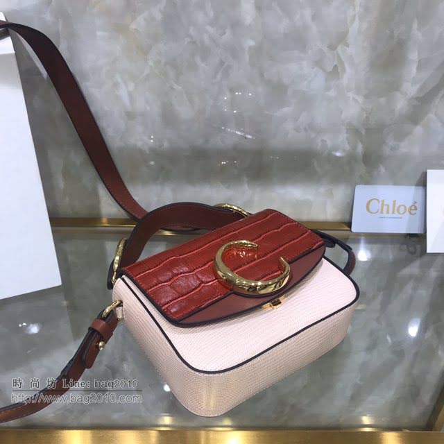 Chloe女包 克洛伊經典C Bag拼色鱷魚壓紋手提包 Chole手提肩背斜挎包  jjh1382